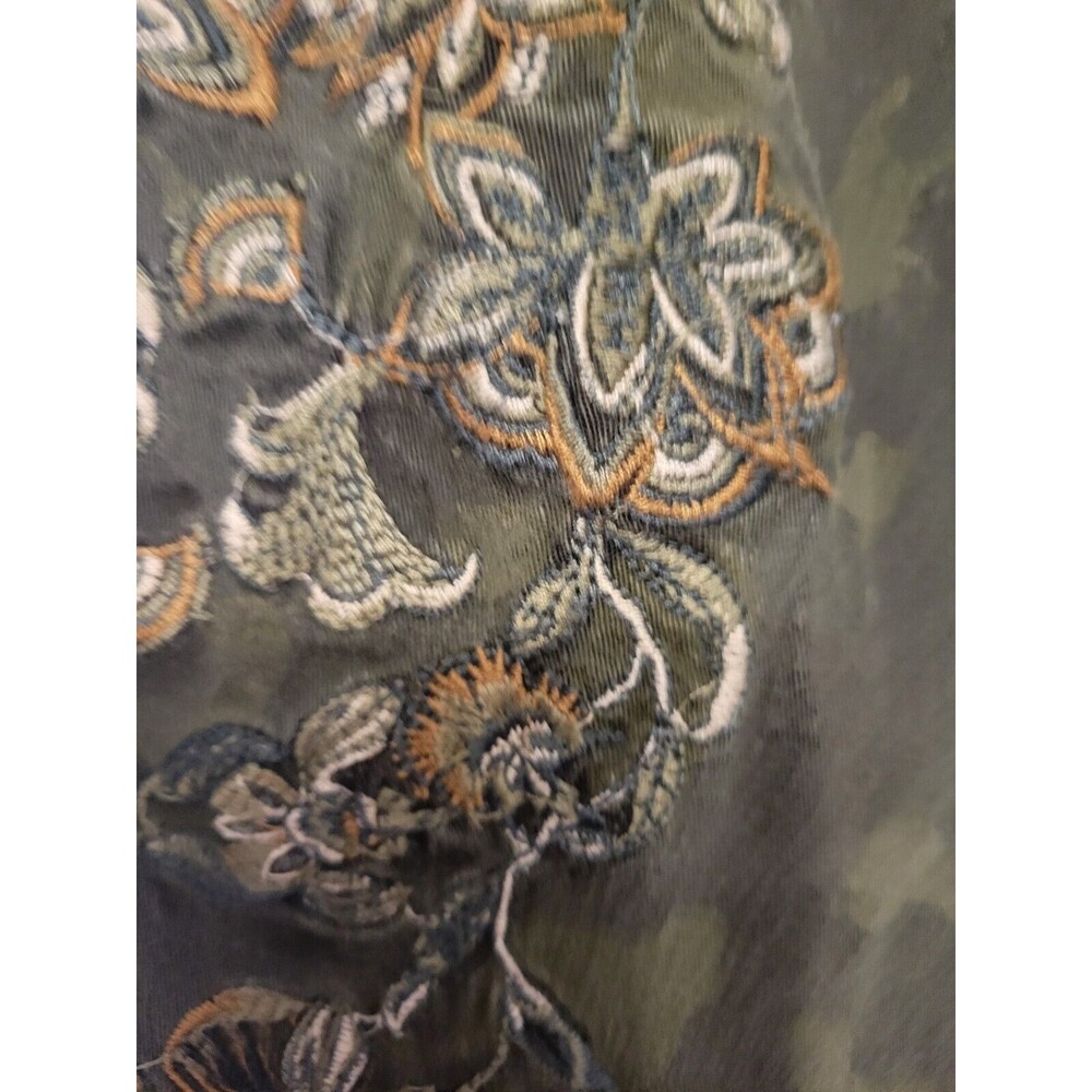 Vintage America Blues Embroidered Camo Jean Jacket Women L Green - Picture 6 of 10